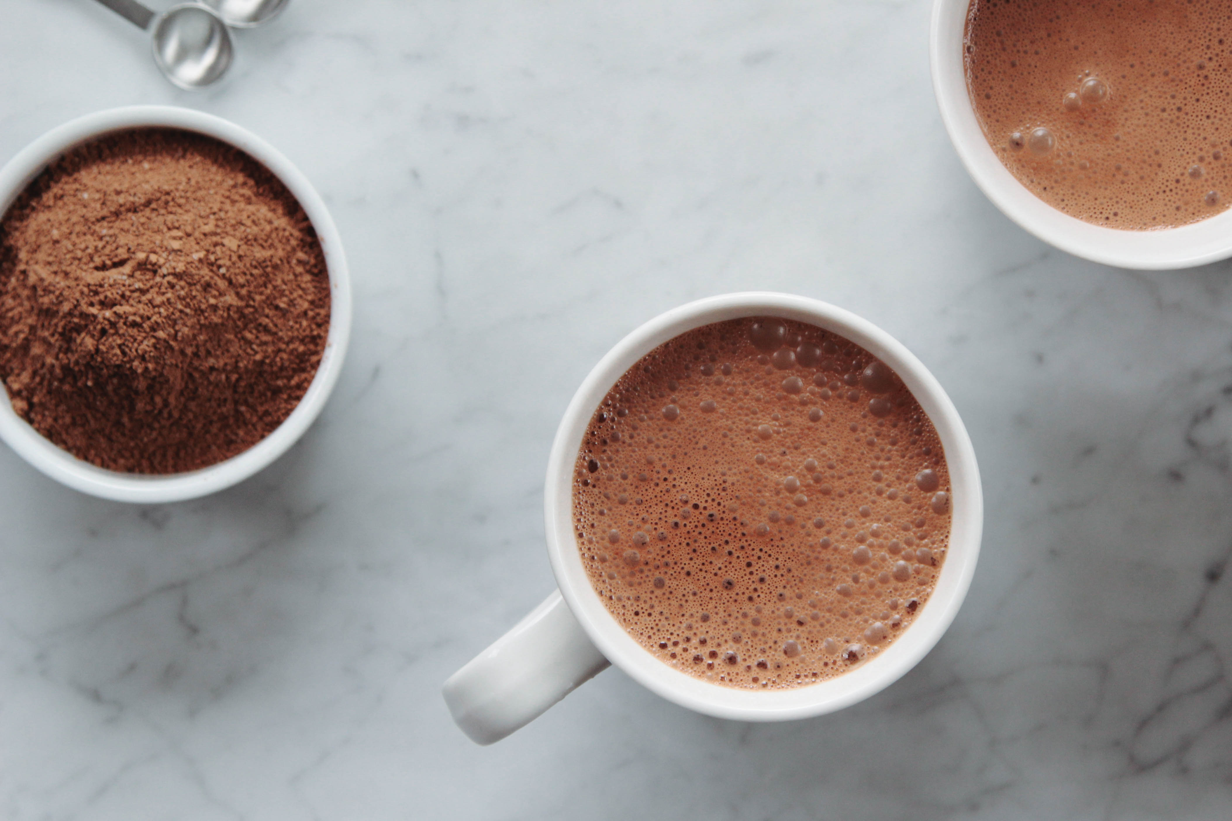 Superfood Hot Chocolate | This healthier hot chocolate is rich, decadent, and deliciously smooth.  Perfect for snowy days & post-sledding coziness!